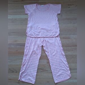 Lake Coral Stripe Pima Cotton Pajama Set Medium